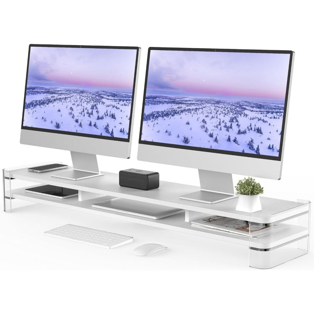 Robustes Monitorstaender aus Acryl fuer das Buero